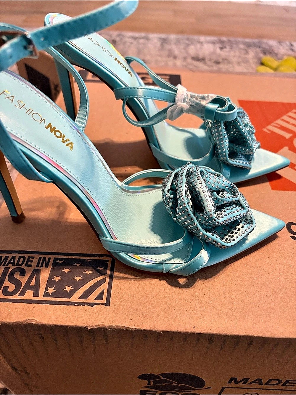 Fashion Nova Love Is Blooming Heeled Sandals Blue